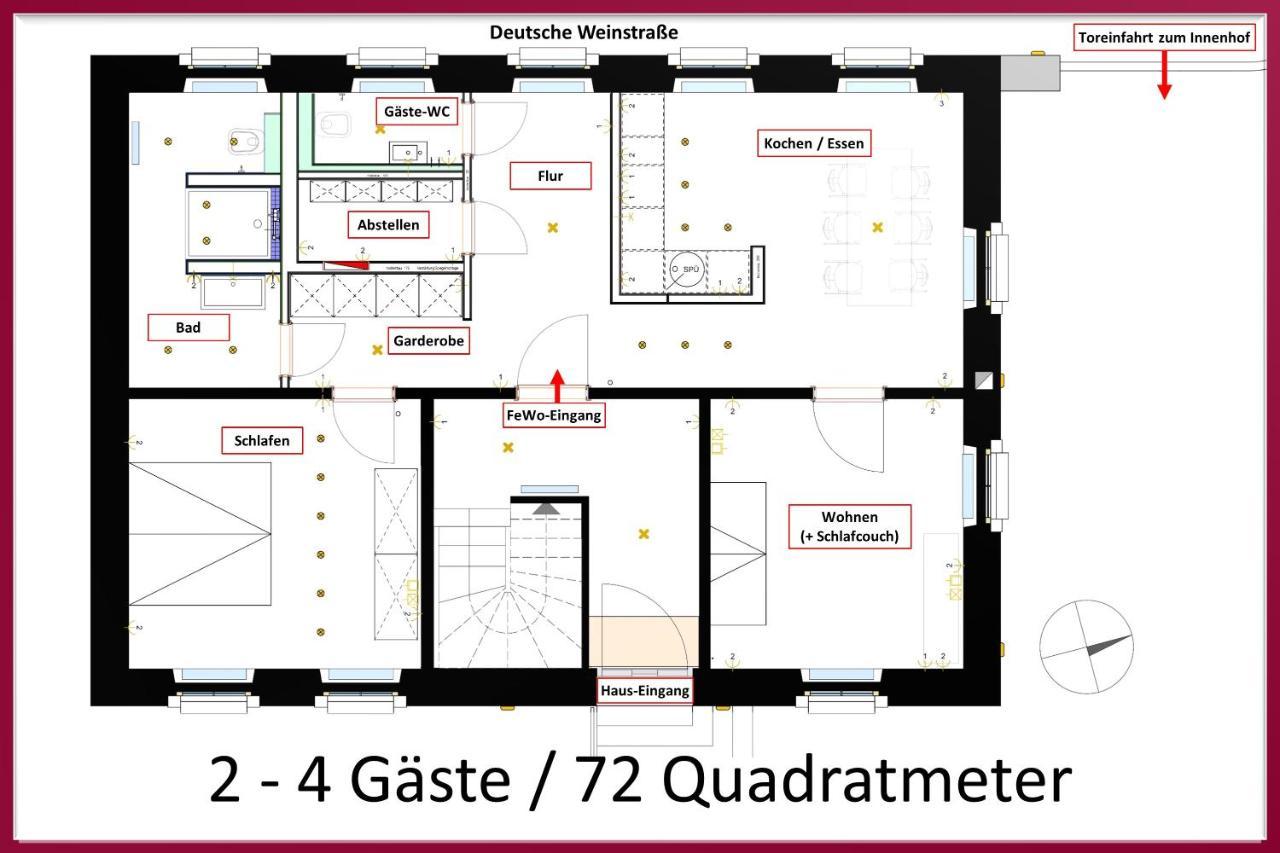Neue90 - Fewo Steinacker, Weinstrasse Kallstadt Pfalz, 2Zkb - Keine Monteure Bagian luar foto